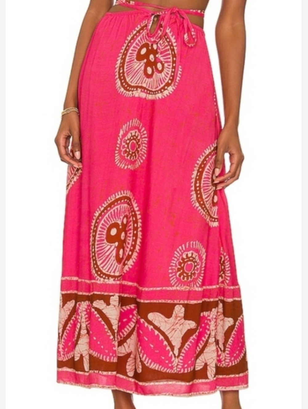 House Of Harlow 1960 Pink 100% Cotton Keyhole Midi Skirt Size Large